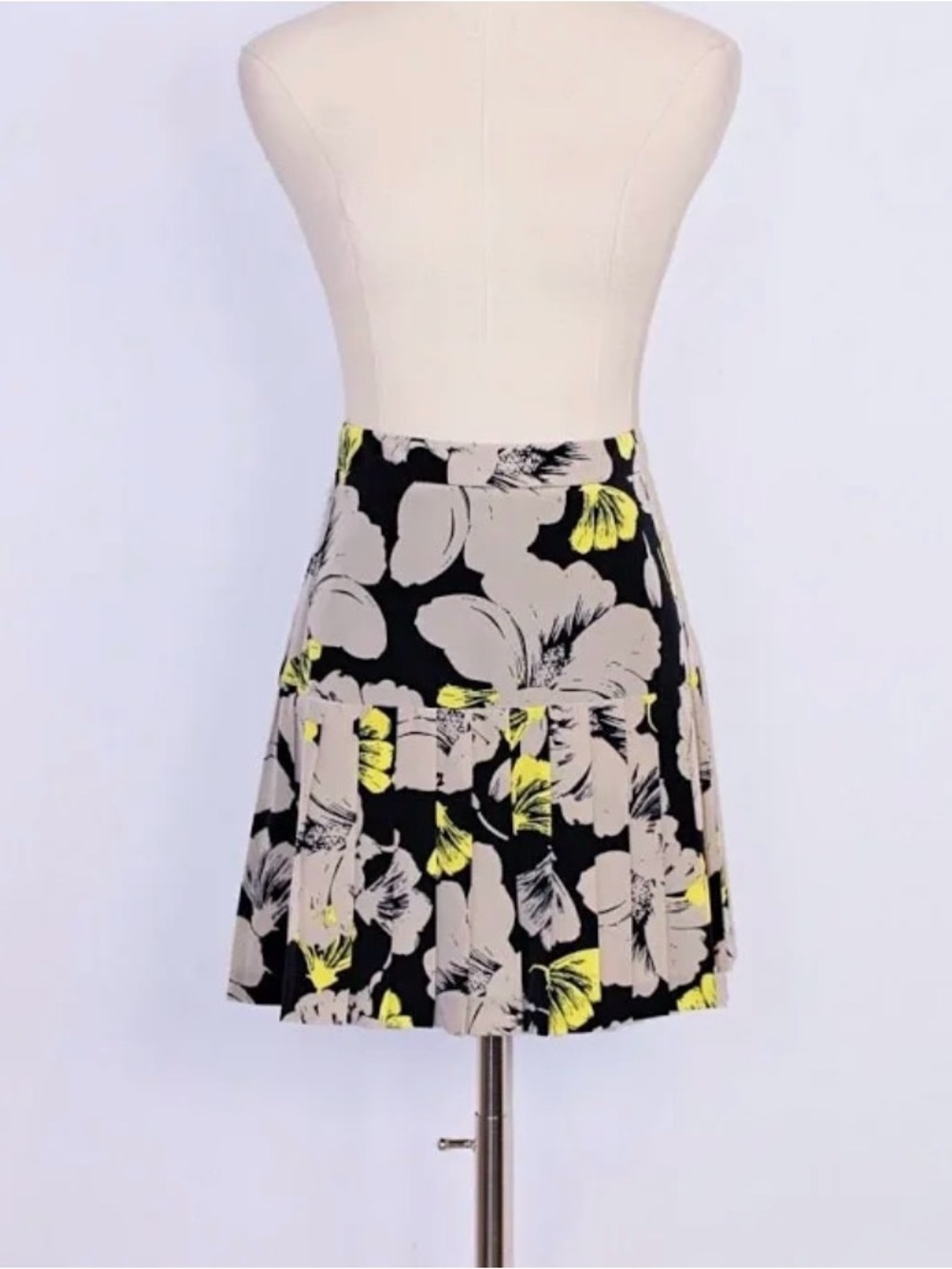 Banana Republic Black Floral Mini Skirt with Yellow Highlights